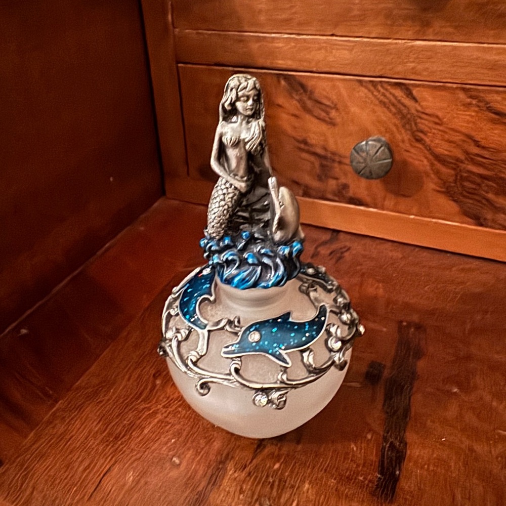 Decorative Mermaid Perfume Bottle with Blue Dolphin Accents